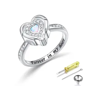 B09gkdqmsc Yinshan 925 Sterling Silver Lab Opal Heart Urn Ring For Ashes Angel Wings Cremation J