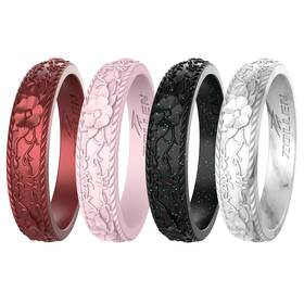 Zollen Hz02-4jhls-07 Silicone Wedding Rings For Women 1/4/7 Packs -stackable Rubber Weddi