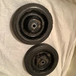 Old Firestone Tires 7X1.50F Steel Rims Pair Used. Price: $10.00.