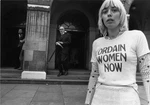 Geraldine Stevens Wearing Shirt Bearing Slogan 'ordain Women - Old Photo New. Price: $6.52.