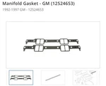 New Oem Manifold Gasket Gm (12524653)1992-1997 4,3L 5,0L 5,7L. Price: $50.00.