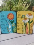 Cat Stevens Sing Out Lyric Painting On 7 X 5" Wood Panels, Set Of Two, Folk New. Price: $32.00.