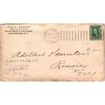 1905 John N. Draper Department Store Goods Gouverneur Postal Cover Envelope AE6 Used. Price: $13.50.