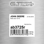 AB3725R Ring Set Of 8 Fits John Deere (surplus Open Box) New. Price: $141.44.