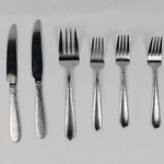 Lot Of 6 Towle Silver Logan Hammer Ring (stainless) Flatware 4 Forks & 2 Knives Used. Price: $11.00.