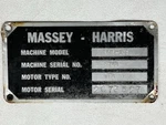 Massey-harris Serial Number Identification Plate Tag 5-1/4 X 2-3/4 1/16 Used. Price: $24.50.