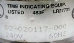 Engler 02-020117-000 240V / 60HZ Hour Meter New. Price: $89.13.