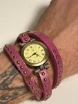 Jq Purple Vintage Women's Wrap Around Watch Leather Strap Studded Needs Battery Pre-owned. Price: $14.77.