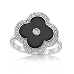 Four Petal Flower Ring For Women Black Onyx Cubic Zirconia Sterling Silver Sz 6 New. Price: $75.59.