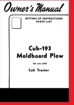 International Ih & Farmall Cub 193 Moldboard Plow Operator's Owners Manual Brand. Price: $20.00.