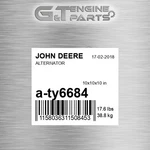 A-TY6684 Alternator Fits John Deere (new Aftermarket Open Box). Price: $298.37.