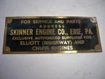 Antique Skinner Engine Co. Erie Pa I.d. Tag Plate Elliott Chuse Steam Used. Price: $19.99.