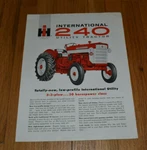 Vintage Ih International Harvester 240 Utility Tractor Sales Brochure Pamphlet Unspecified. Price: $19.95.