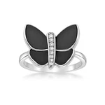 Black Onyx And Cubic Zirconia Butterfly Ring For Women Sterling Silver New. Price: $61.19.