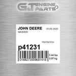 P41231 Washer Fits John Deere (surplus Open Box) New. Price: $39.48.