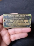John Deere Model 60 Row Crop Serial Number Plate Tag Brass Used. Price: $34.99.