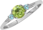 Silvershake Round Peridot & Topaz Sterling Size 5 Ring New. Price: $40.00.
