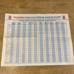 Tecumseh 1995 Four Cycle Engine Specifications Poster Form No. 695468A Good. Price: $7.15.