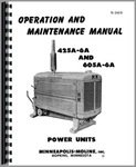 Minneapolis Moline Power Unit Manual Service Repair Operators 425-6A 605A-6A Like. Price: $29.99.