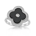 Four Petal Flower Ring For Women Black Onyx Cubic Zirconia Sterling Silver Sz 8 New. Price: $75.59.
