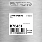 H76451 Pipe Fits John Deere (surplus Open Box) New. Price: $135.35.