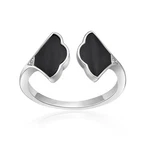 Elegant Open Ring For Women Black Onyx Cubic Zirconia Sterling Silver - Size 6 New. Price: $43.19.